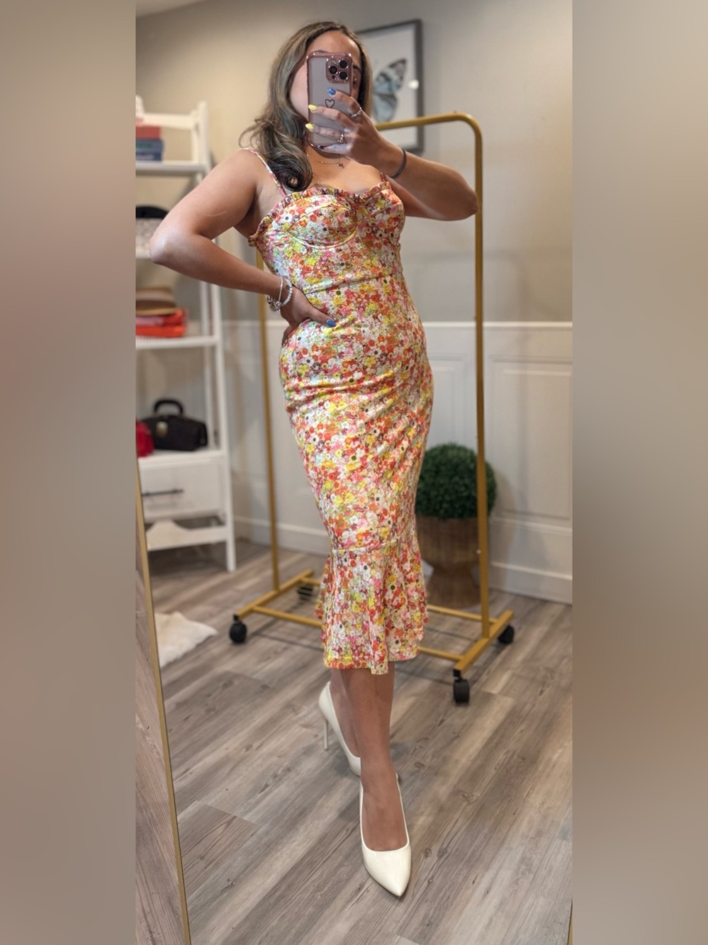 Anthropologie Hutch Sweetheart Floral Midi Dress | Garden Party size small